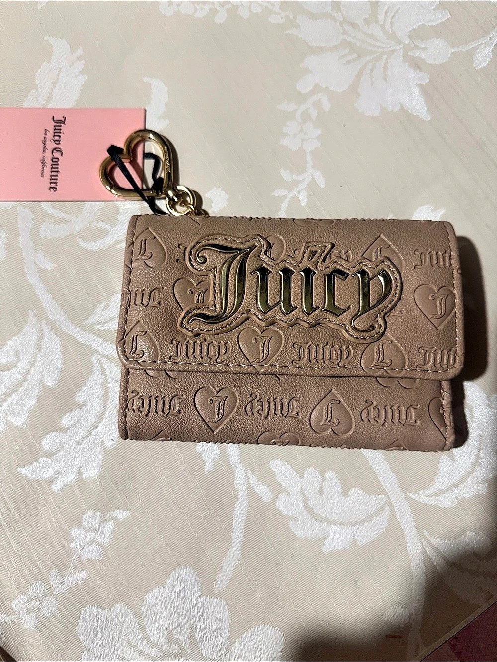 Juicy Couture Embossed Logo Wallet in Brown New